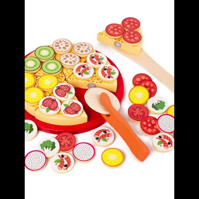 Wooden Pizza Toy Food Set for Kids