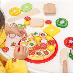 Wooden Pizza Toy Food Set for Kids