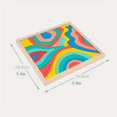 Wooden Rainbow Puzzle Building Blocks Four Elements Fun Toys