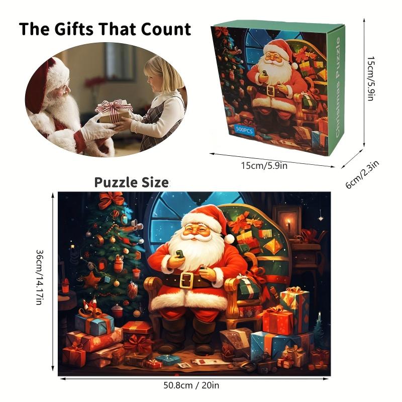 500Pcs Santa Christmas Jigsaw Puzzle Fun Learning Toy Family Time