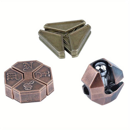 3D Unlocking Interlocking Puzzle Set Metal Hole Lock Adult Educational Toy