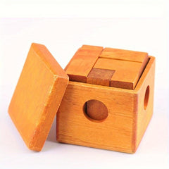 Wooden 3D Brain Teaser Toy Kongming Lock Luban Lock Square Lock Boxed