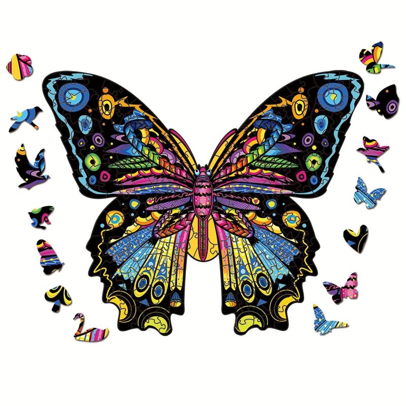 Butterfly Wooden Jigsaw Puzzle Irregular Animal Puzzle Gift Boxed