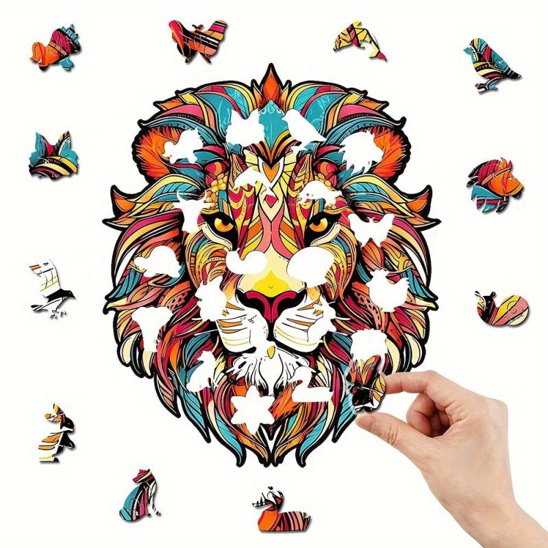 Wooden Puzzle Lion Irregular Shape Christmas Gift Adult Stress Reduction
