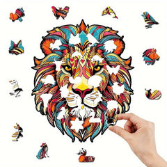 Wooden Puzzle Lion Irregular Shape Christmas Gift Adult Stress Reduction