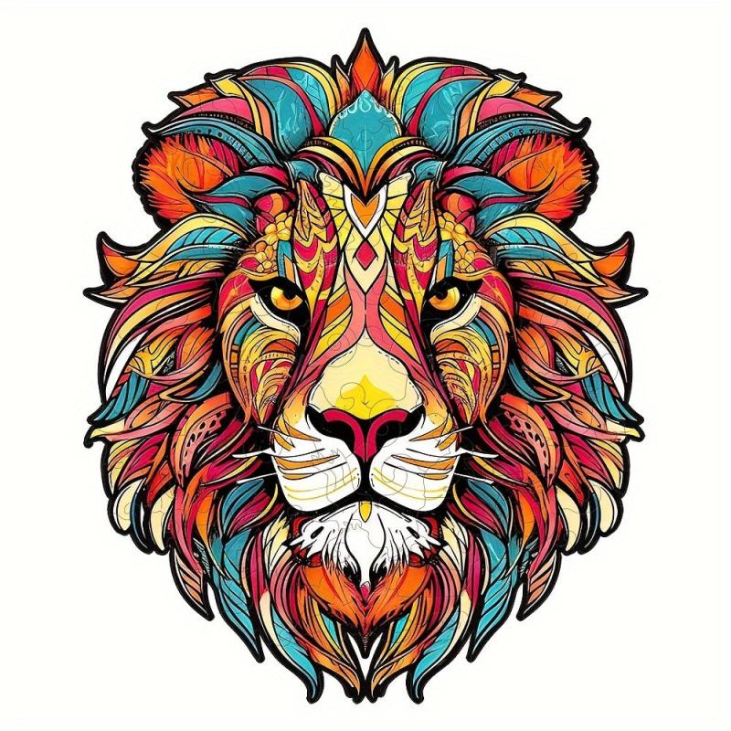 Wooden Puzzle Lion Irregular Shape Christmas Gift Adult Stress Reduction