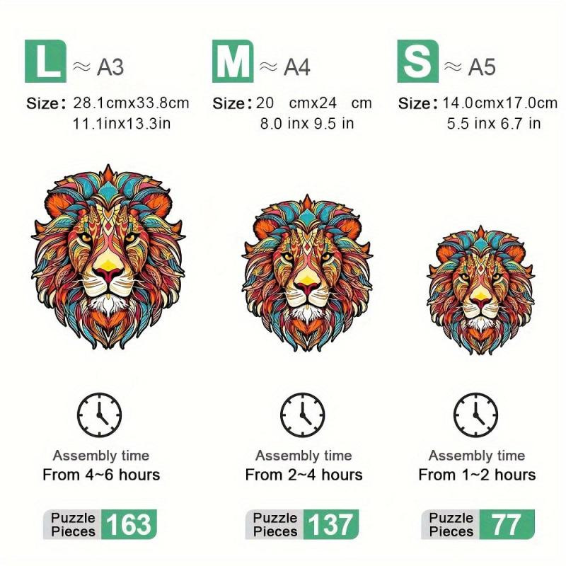 Wooden Puzzle Lion Irregular Shape Christmas Gift Adult Stress Reduction