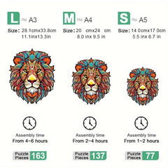 Wooden Puzzle Lion Irregular Shape Christmas Gift Adult Stress Reduction