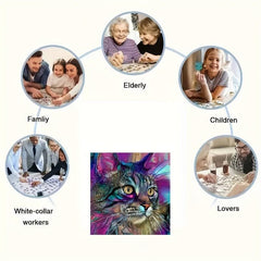 Cat Wooden Puzzle Game for Family Christmas Birth