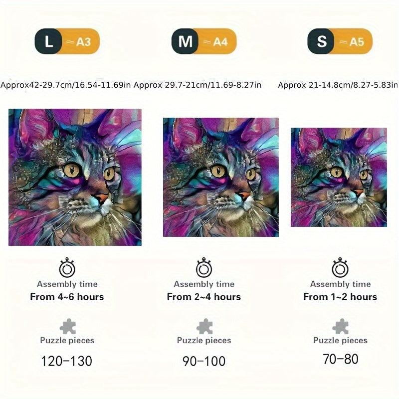 Cat Wooden Puzzle Game for Family Christmas Birth