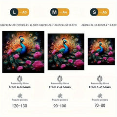 Peacock Wooden Educational Toy Puzzle Game for Adults and Kids