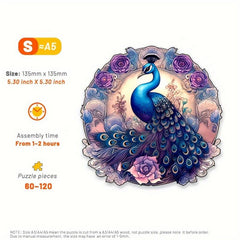 Purple Peacock Wooden Puzzle High Difficulty Attention Training Toy
