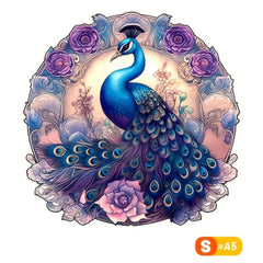 Purple Peacock Wooden Puzzle High Difficulty Attention Training Toy