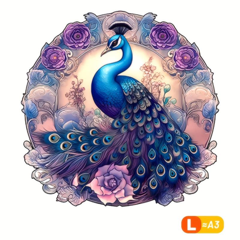 Purple Peacock Wooden Puzzle High Difficulty Attention Training Toy