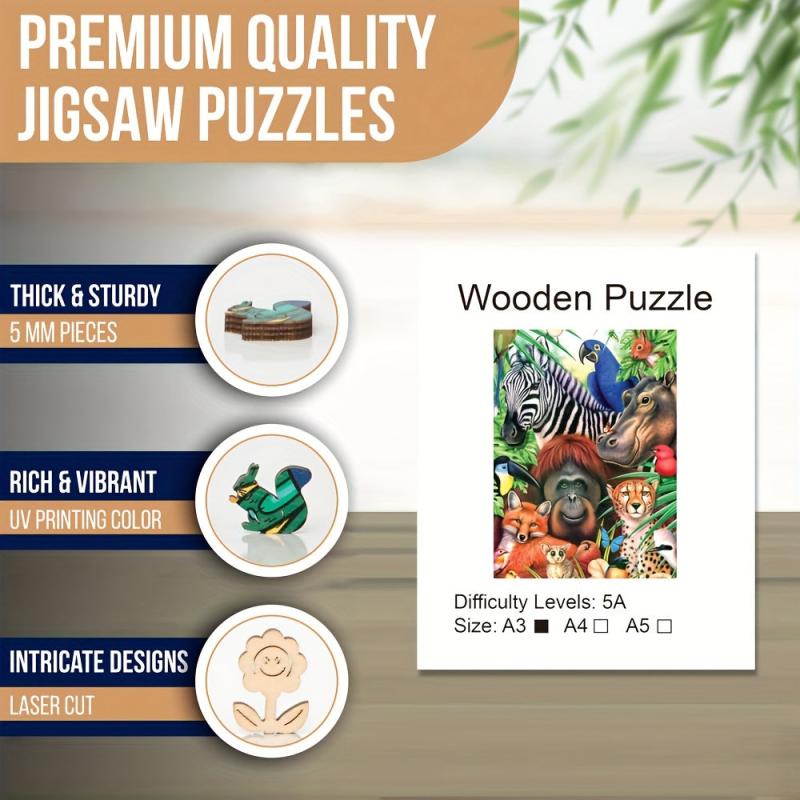 Animal Wooden Puzzle Maternal Love Jigsaw Gift for Adults and Kids