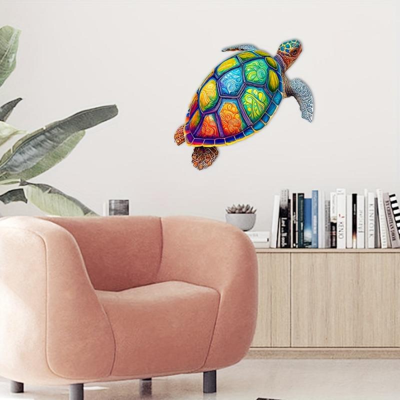 Wooden Puzzle Wall Pendant Turtle Pattern Decoration