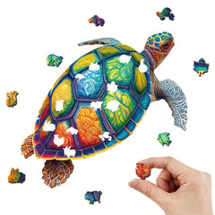 Wooden Puzzle Wall Pendant Turtle Pattern Decoration