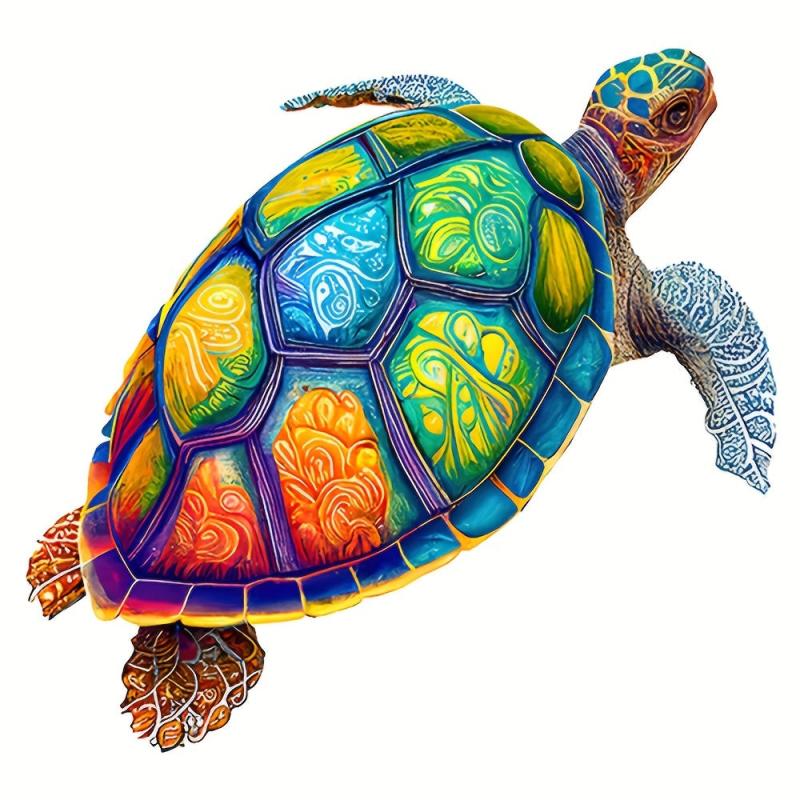 Wooden Puzzle Wall Pendant Turtle Pattern Decoration