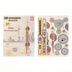 3D Wood Puzzle Famous Landmark Building Model DIY Toy