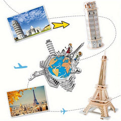 3D Wood Puzzle Famous Landmark Building Model DIY Toy