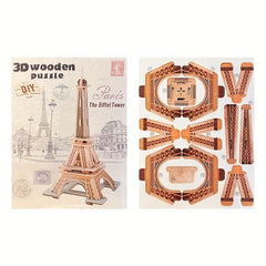 3D Wood Puzzle Famous Landmark Building Model DIY Toy