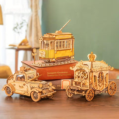 164pcs Wooden Puzzle Model TG504 Retro Vintage Car 3D Three dimensional Puzzle