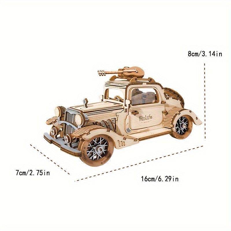 164pcs Wooden Puzzle Model TG504 Retro Vintage Car 3D Three dimensional Puzzle