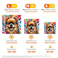 Puppy Wooden Jigsaw Puzzle with Glasses - Christmas Gift