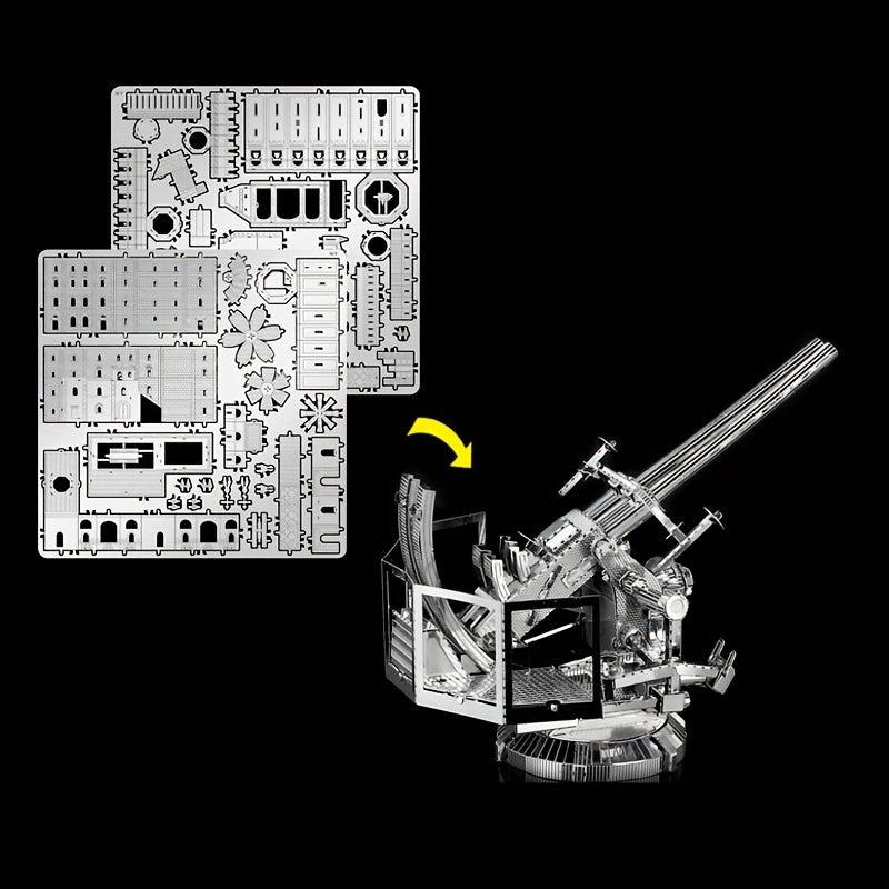 Metal 3D Puzzle Shipborne 2 link 40mm Anti aircraft Gun Toy Model