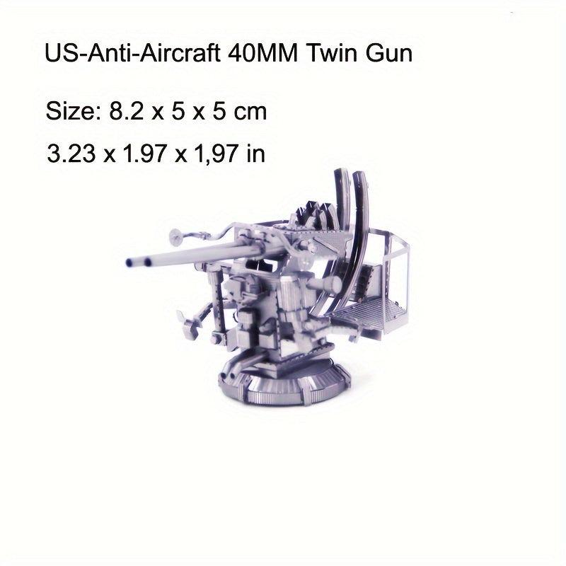 Metal 3D Puzzle Shipborne 2 link 40mm Anti aircraft Gun Toy Model