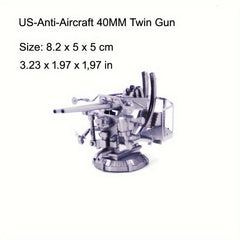 Metal 3D Puzzle Shipborne 2 link 40mm Anti aircraft Gun Toy Model