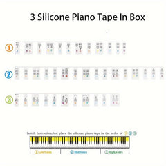 Piano Notes Guide Silicone Labels 88 Keys Full Size Piano No Stickers Required