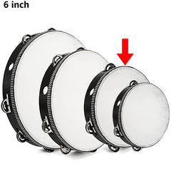 Wood Handheld Tambourine 25cm Wooden Drum Jingles Percussion Instrument