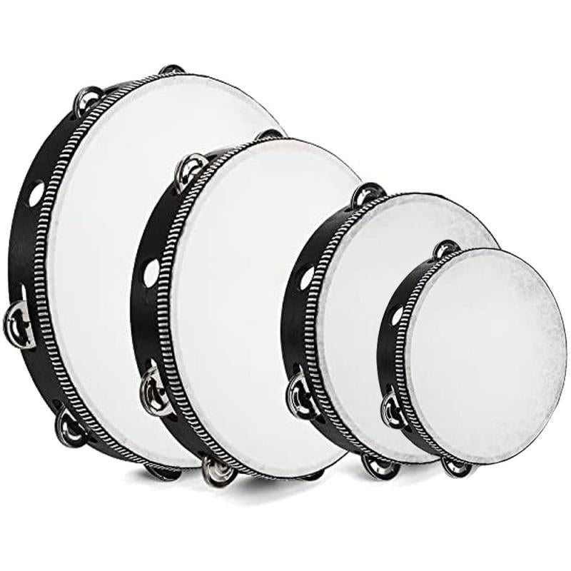 Wood Handheld Tambourine 25cm Wooden Drum Jingles Percussion Instrument