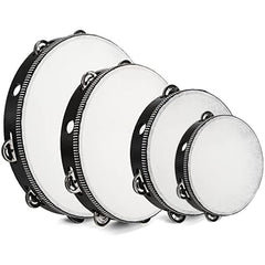 Wood Handheld Tambourine 25cm Wooden Drum Jingles Percussion Instrument