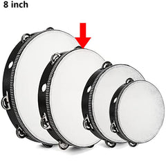 Wood Handheld Tambourine 25cm Wooden Drum Jingles Percussion Instrument