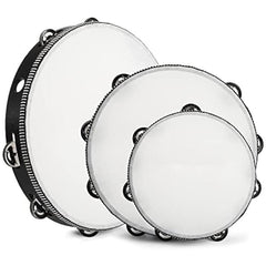 Wood Handheld Tambourine 25cm Wooden Drum Jingles Percussion Instrument