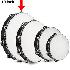 Wood Handheld Tambourine 25cm Wooden Drum Jingles Percussion Instrument
