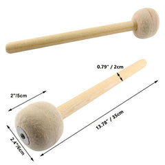 2pcs Anti Slip Wool Felt Drum Mallet 12 8 Inches Length Beige