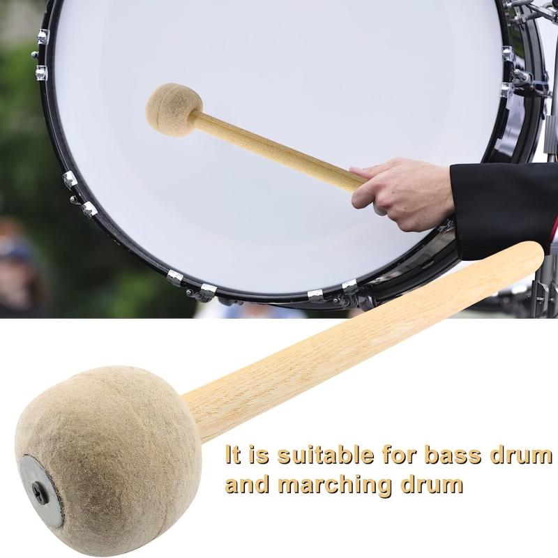 2pcs Anti Slip Wool Felt Drum Mallet 12 8 Inches Length Beige