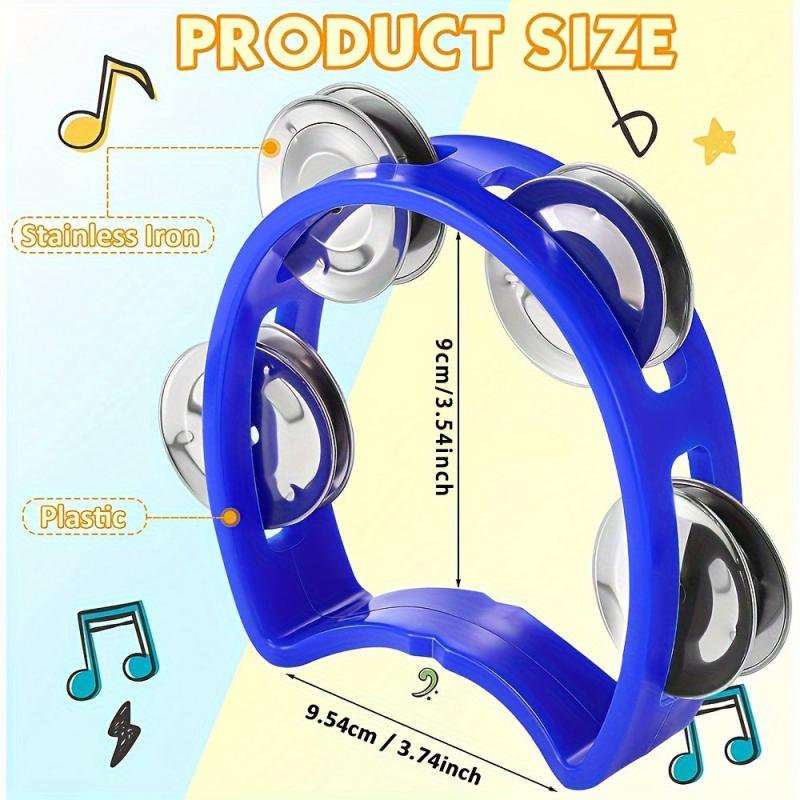 Plastic Percussion Tambourine for Adults with 4 Bells