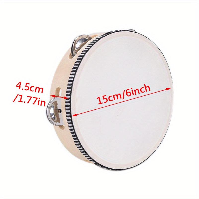 Adult Hand Held Wood Tambourine 4 Sizes Single Row Metal Jingles