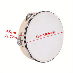 Adult Hand Held Wood Tambourine 4 Sizes Single Row Metal Jingles