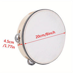 Adult Hand Held Wood Tambourine 4 Sizes Single Row Metal Jingles