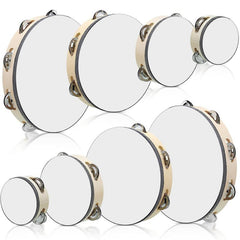 Adult Hand Held Wood Tambourine 4 Sizes Single Row Metal Jingles