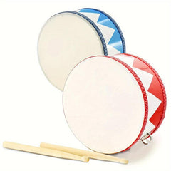 8 Inch Wooden Drum with Strap & 2 Drumsticks Musical Instrument