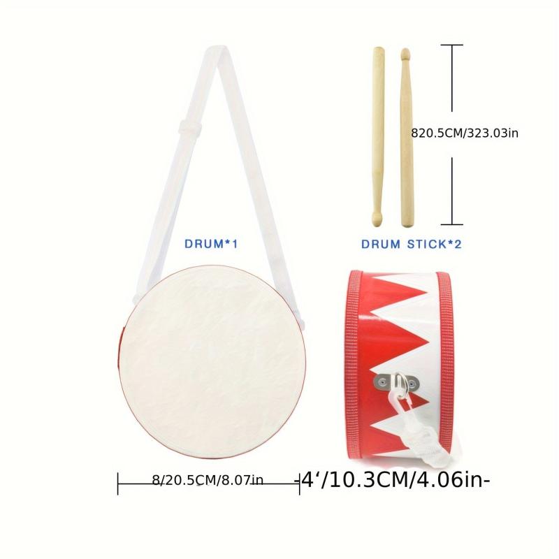 8 Inch Wooden Drum with Strap & 2 Drumsticks Musical Instrument