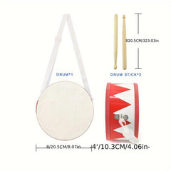 8 Inch Wooden Drum with Strap & 2 Drumsticks Musical Instrument
