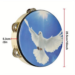 Wood Tambourine with Metal Jingles 25.4 cm