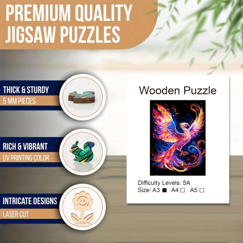 Colorful Bird Wooden Jigsaw Puzzles For Advanced Players Animal Shaped Pieces